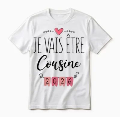 Funny Pregnancy Announcement - I Will Be Cousine 2026 Unisex T-Shirt - White