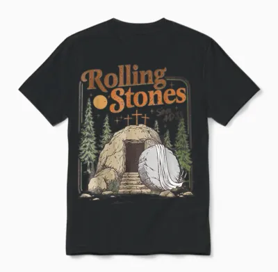 The Stone Was Rolled Away He Is Alive Retro Christian Easter Unisex T-Shirt - Black
