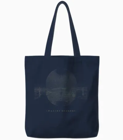 Offizielle Imagine Dragons Distress Fade T-Shirt - Unisex Erwachsene, Schwarz, Kurzarm, Klein, Klassische Passform, Polyester Tote Bags - Navy