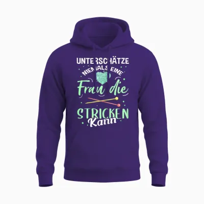 Damen Unterschätze Niemals Eine Frau Die Stricken Kann Strickerin Unisex Hoodie - Purple