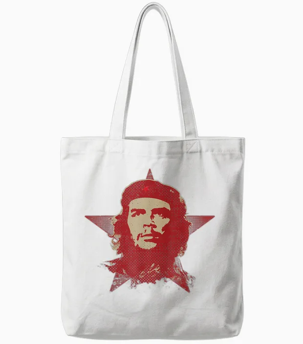 Red Che Guevara Guerrilla Star Cuban Revolution Heritage T-Shirt, Black Tote Bags in White