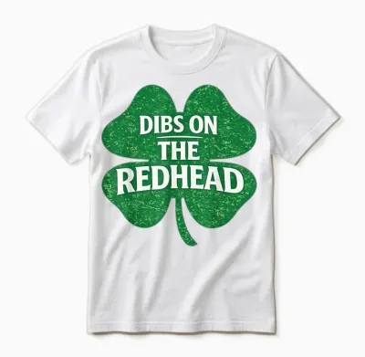 Dibs on the Redhead Funny Irish St Patricks Day Shamrock Unisex T-Shirt - White
