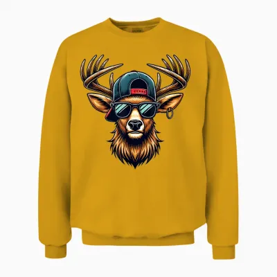 Kinder Trachtenshirt Herren Trachten T-Shirt Hirsch Jungen Unisex Sweatshirt - Gold