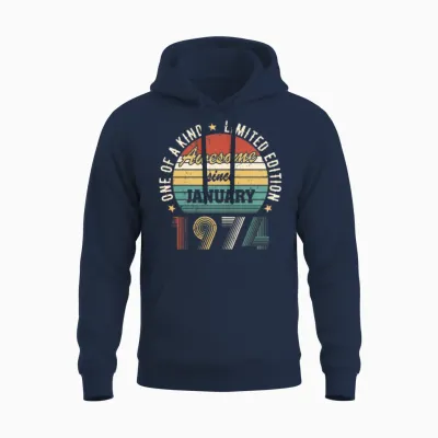 Awesome Since January 1974 Limited Edition Unisex Hoodie - Navy