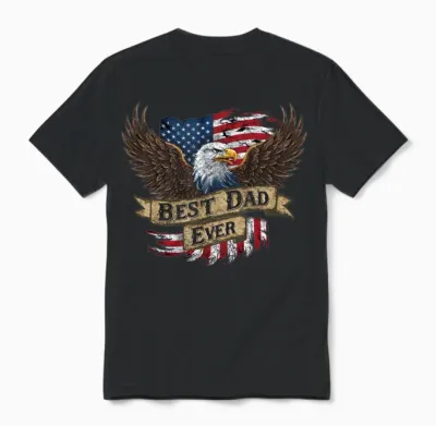 Father's Day Usa American Flag Best Dad Ever Unisex T-Shirt - Black