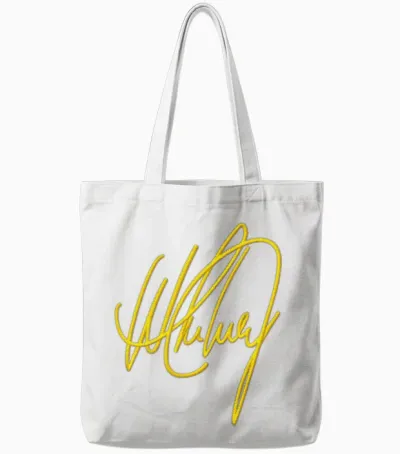 Whitney Houston Signature Logo Embroidery Tote Bags - White
