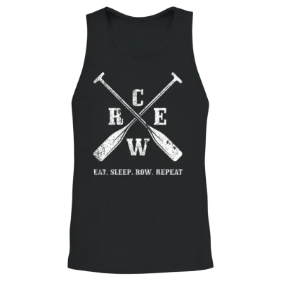 Eat. Sleep. Row. Repeat Crew Rowing Boating Crew Unisex Tank Top - Black