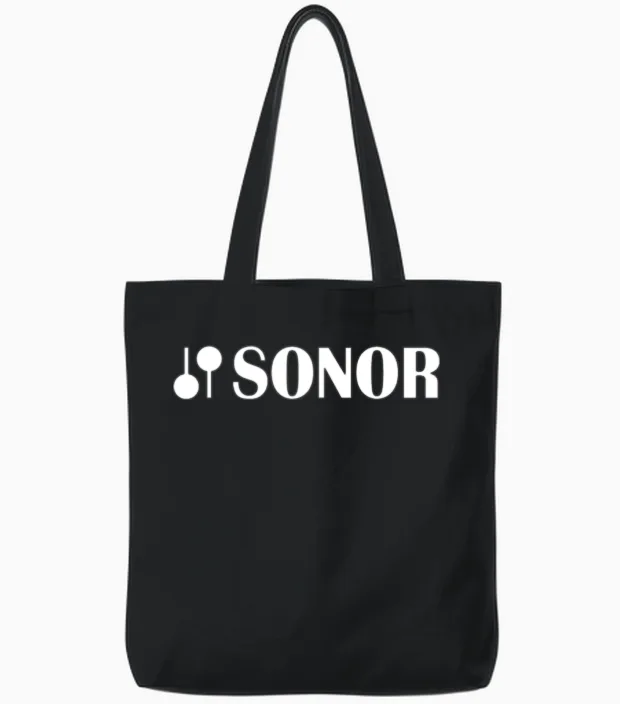 Sonor Drums Music Instrument New Tee Black Red Dru Tote Bags in Black