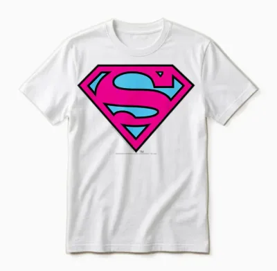 Superman Pink and Blue Logo Unisex T-Shirt - White