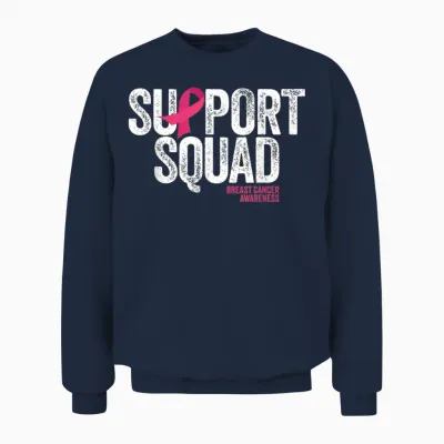Breast Cancer Shirts Support Squad Breast Cancer Awareness Unisex Sweatshirt - Navy