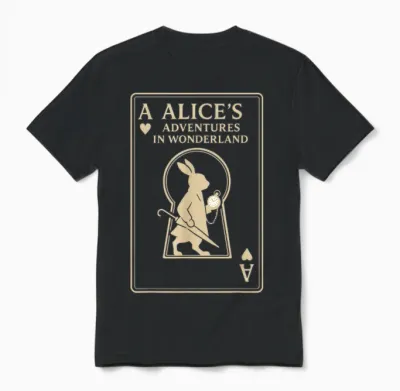 White Rabbit Playing Card Ace Alice in Wonderland Unisex T-Shirt - Black