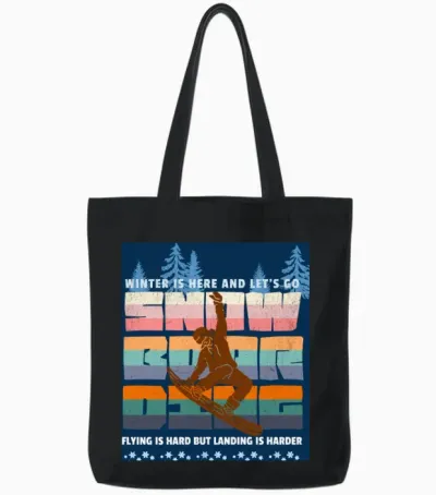 Retro Snowboarding T- Tote Bags - Black