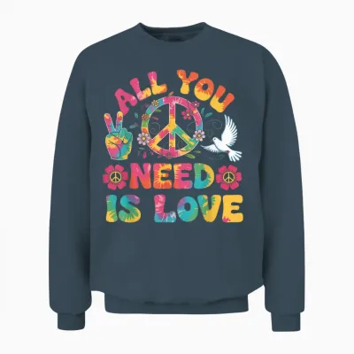 All You Need Is Love Costume Hippie 60s 70s Carnival Unisex Sweatshirt - Dark Heather