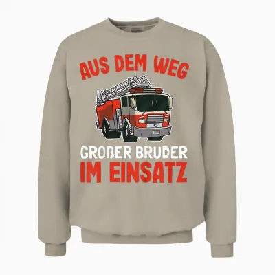 T-Shirt with German Text "großer Bruder Feuerwehr Unisex Sweatshirt - Sand