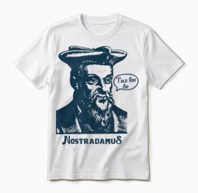 Nostradamus "je Vous L'ai Dit" Une Prophétie Drôle Unisex T-Shirt - White