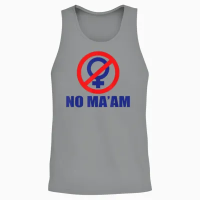 Classic No Maam Logo, 100% Accurate Front and Back T-Shirt, White Unisex Tank Top - Sport Grey