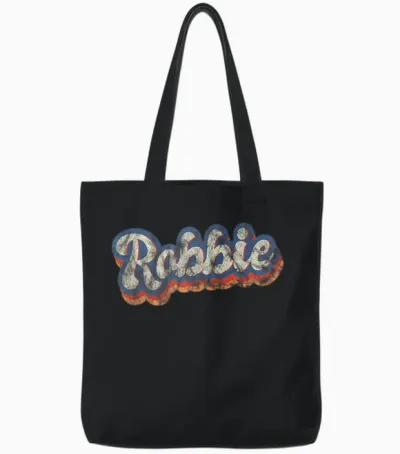 Robbie Personalisiertes Namensshirt Custom Lettering 70er Jahre Tote Bags - Black
