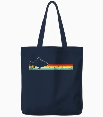 Fish Retro Tote Bags - Navy