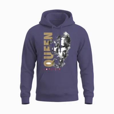 Queen Official Faces Ink Forever T-Shirt, White Unisex Hoodie - Heather Sport Dark Navy