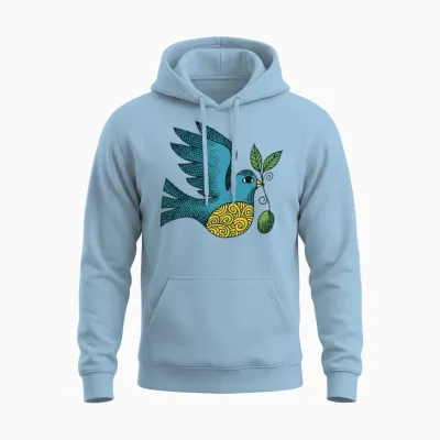 Retro Dove of Peace Unisex Hoodie - Light Blue