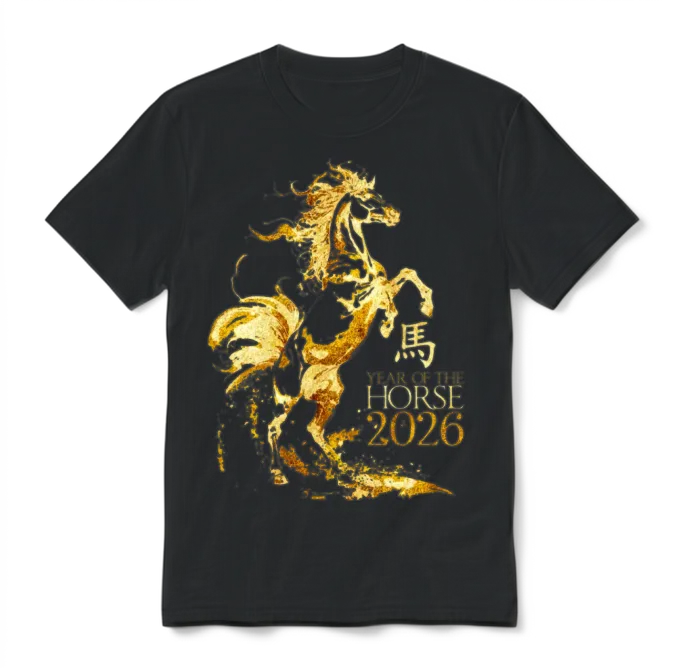 Chinese New Year 2026 Year of The Horse Zodiac Unisex T-Shirt - Black – 2