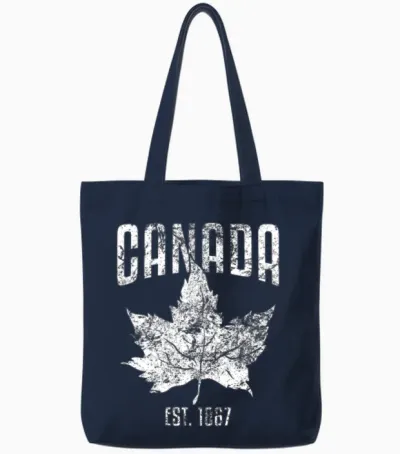I Love Canada Maple Leaf Est. 1867 Design Tote Bags - Navy