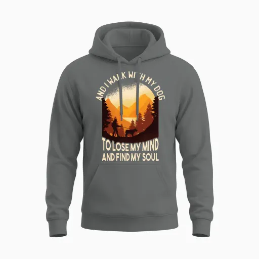 Dog Pet-Animals Forest-Walk Dog-Moms Dog-Dad Funny Unisex Hoodie in Graphite Heather