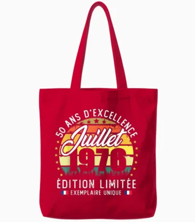 Vintage Juillet 1976 Cadeau D'anniversaire 50 Ans Hommes Tote Bags - Red