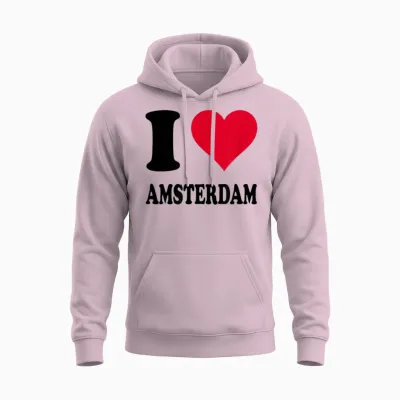 Love Stories I Heart Amsterdam White Heart Light Classic Fit Short Sleeve T-Shirt Unisex Adult S Unisex Hoodie - Light Pink