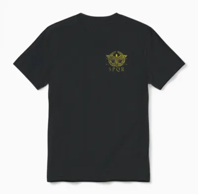 S.p.q.r. Chest Pocket - Antique Rome Logo Spqr Distressed Unisex T-Shirt - Black