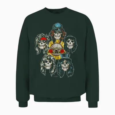 Guns 'n' Roses Faded Skull Vintage Band Heads Grunge T-Shirt, Black, S Unisex Sweatshirt - Forest