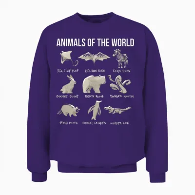Animals of the World Funny Vintage Humor Unisex Sweatshirt - Purple
