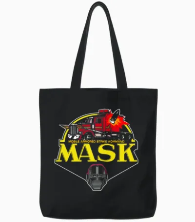 Mask Classic 80's Cartoon Series Tote Bags - Black