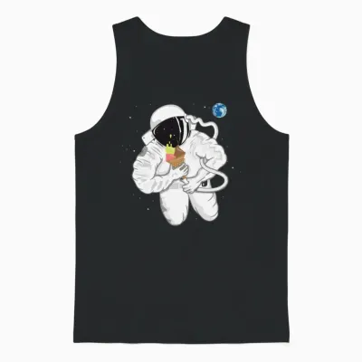 Astronaut with Ice Cream Cone Unisex Tank Top - Black