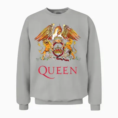 Queen Official Classic Crest T-Shirt, Black Unisex Sweatshirt - Ash