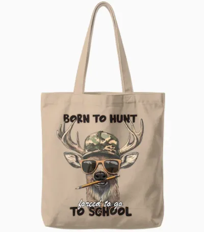 Forced to Go to School Deer Hunting Boy Camo Tote Bags - Natural
