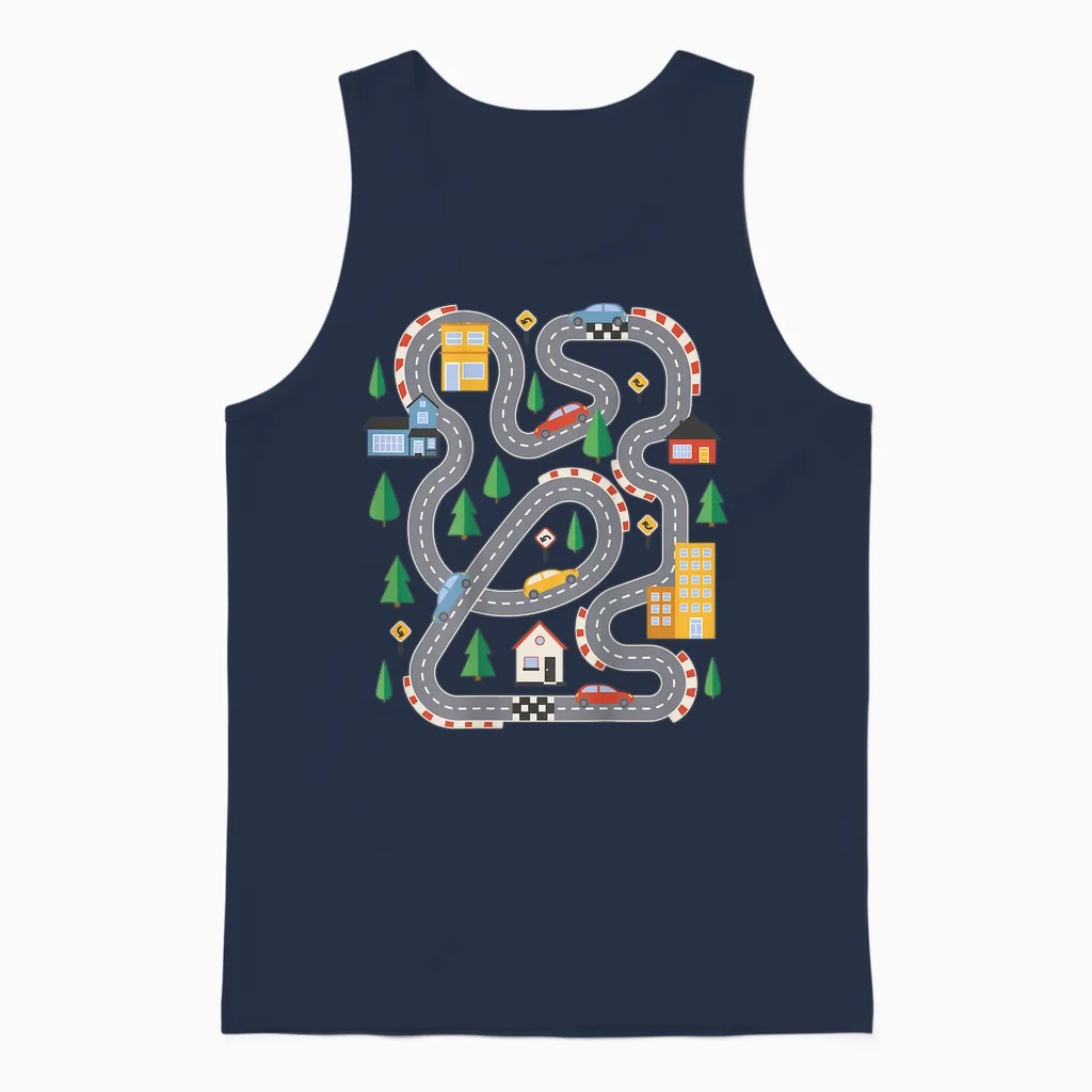 Cute Playmat Outfits - Kinder - Unisex-Kinder - Auto- Und Rennsportfans - Kurzarm - T-Shirt - Novelty-T-Shirts - Shirt - Schwarz - S - V-Ausschnitt Mit Offenem Rücken Unisex Tank Top in Navy