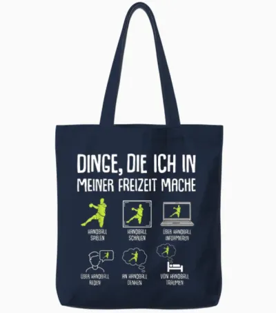 Handballer Handball Boys Children's Men's T-Shirt, Black Tote Bags - Navy