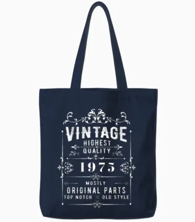 Vintage 1975 Vintage Tote Bags - Navy