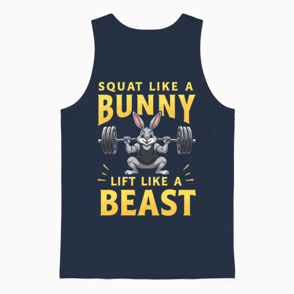Fitness Bunny Gym Workout Rabbit Bodybuilding Unisex Tank Top in Navy