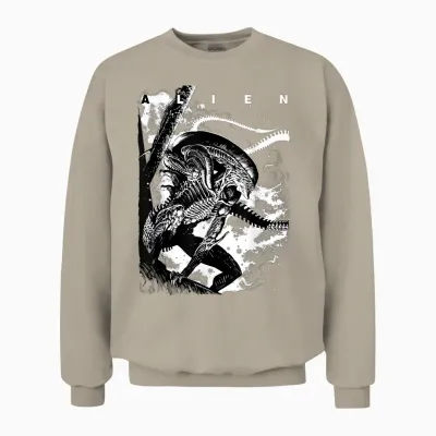 Aliens Iconic Epic Xenomorph in the Dark Big Chest Unisex Sweatshirt - Sand