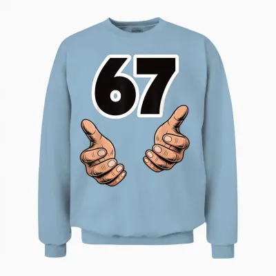Funny 6 7 Meme Gen Alpha Slang Six Seven Unisex Sweatshirt - Light Blue