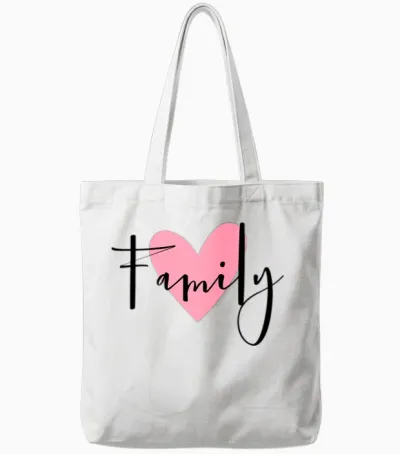 Family Heart Love Gift Idea Tote Bags - White