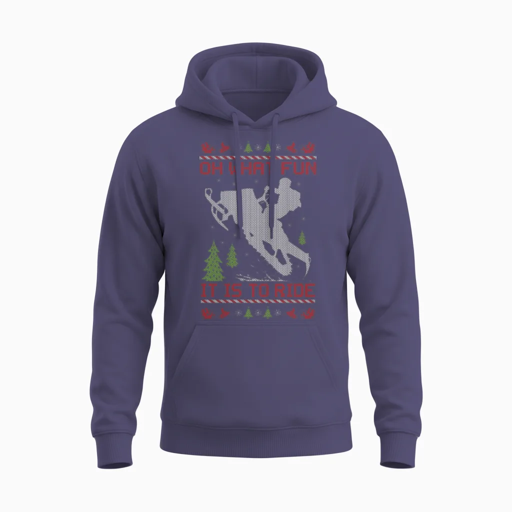 Snowmobile Christmas Fun Unisex Hoodie in Heather Sport Dark Navy