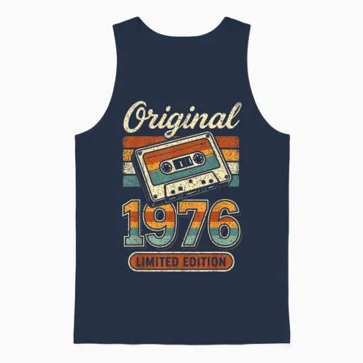 50th Birthday Man Woman 50 Years Deco 1976 Funny Gift Unisex Tank Top - Navy
