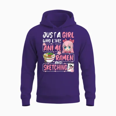 Just a Girl Who Loves Anime Ramen and Sketching Japan Women Unisex Hoodie - Purple