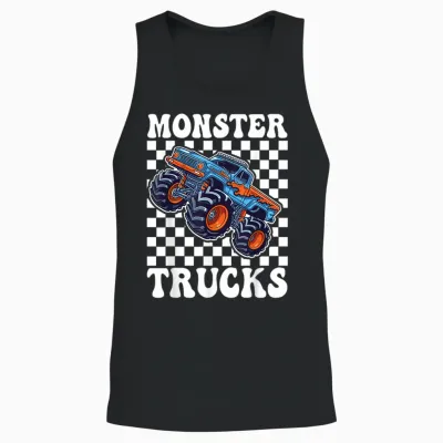 Monster Truck for Toddlers, Kids Monster Truck Retro Vintage Unisex Tank Top - Black