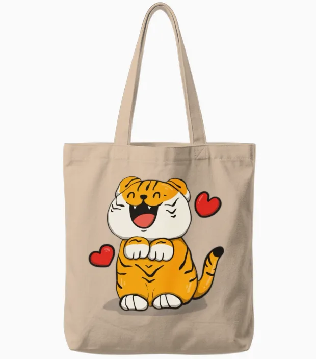 Tiger Funny Tote Bags in Natural