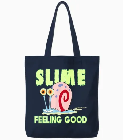 Gary the Snail - Slime Feeling Good Tote Bags - Navy