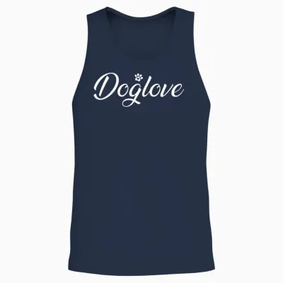 Dog Love with Dog Paw Unisex Tank Top - Navy